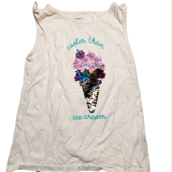Carter's Size 7 Changing Sequins Ice Cream Tank Top White - Picture 2 of 7